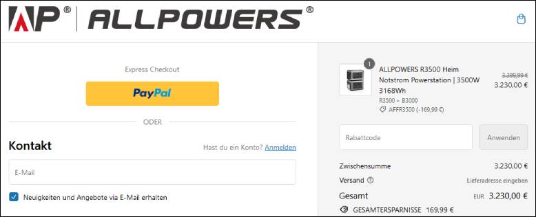 Einen ALLPOWERS Gutschein löst du an der Kasse ein