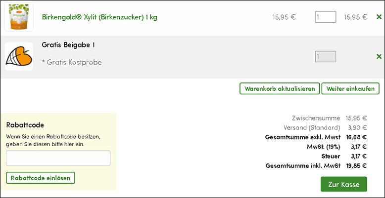 Birkengold Rabattcode eingeben Birkengold Rabattcode eingeben
