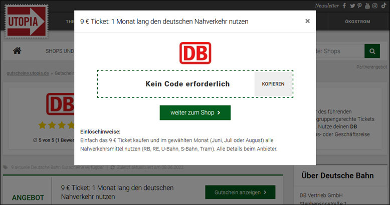 Den DB Gutschein einlösen