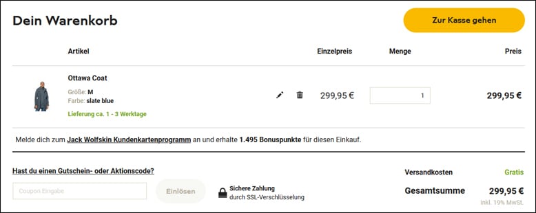 Hier kannst du deinen Preisvorteil aktivieren Den Jack Wolfskin Gutschein einlösen