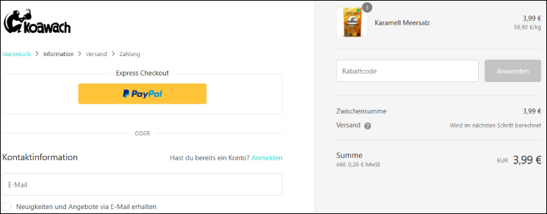 koawach Rabattcode anwenden