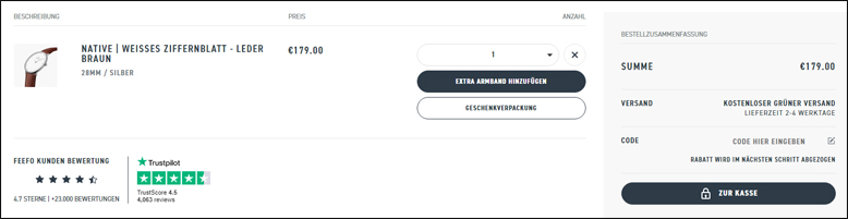 Hier kannst du deinen Gutscheincode einlösen Den nordgreen Rabatt Code im Warenkorb eingeben