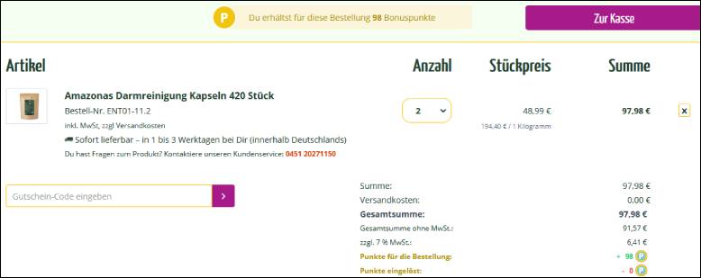 Gib den Gutscheincode ein Einen Regenbogenkreis Gutschein im Warenkorb aktivieren