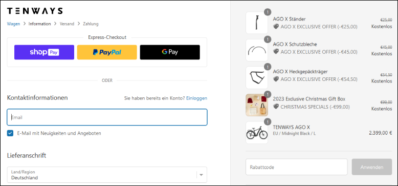 Löse deinen Gutschein ein Einen TENWAYS Rabattcode löst du an der Kasse ein